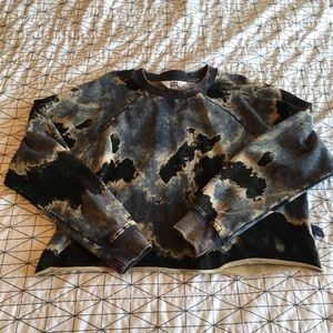 Joylab acid wash tie dye crop crew neck sweatshirt
